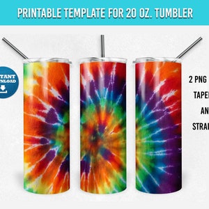 Tie Dye Tumbler Template, Straight and Tapered, Tiedye PNG tumbler images, Tumbler wrap, Sublimation 20 oz. tumbler PNGs