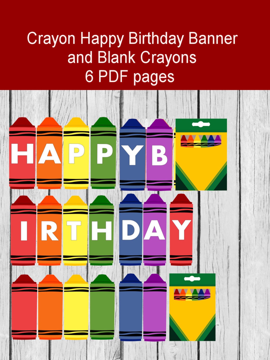 Crayon Banner Printable Crayon Banner Crayon Birthday | Etsy