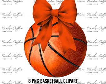 Basketball with bow PNG, Sports Sublimation, Basketball PNG, Basketball Clipart, Wildcats PNG, Sports Clipart, Sublimation Design, Orange