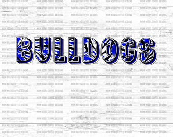 Bulldogs png, overdracht mascotte digitale download png, tie-dye, blauw en zwart, schoolgeest ontwerp, sublimatie, afdrukbare clipart-overdracht