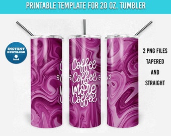 Coffee Tumbler Template, Straight and Tapered, PNG tumbler images, Tumbler wrap, Sublimation 20 oz. tumbler PNGs