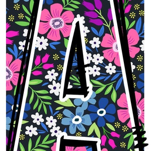 Retro Flower Alphabet Doodle Font Letters Floral Numbers PNG Font ...