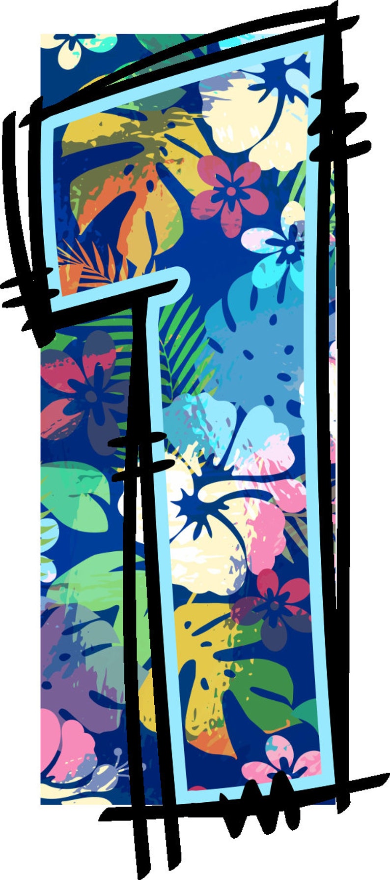 Summer Alphabet Doodle Font Letters Hawaiian Numbers PNG Tropical ...