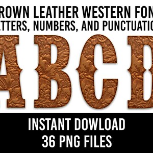 Brown Western Leather Alphabet 26 Letters, PNG File, Western Font ...