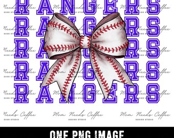 Immagine PNG della squadra di baseball dei Rangers, con fiocco, simbolo di spirito scolastico (download digitale)
