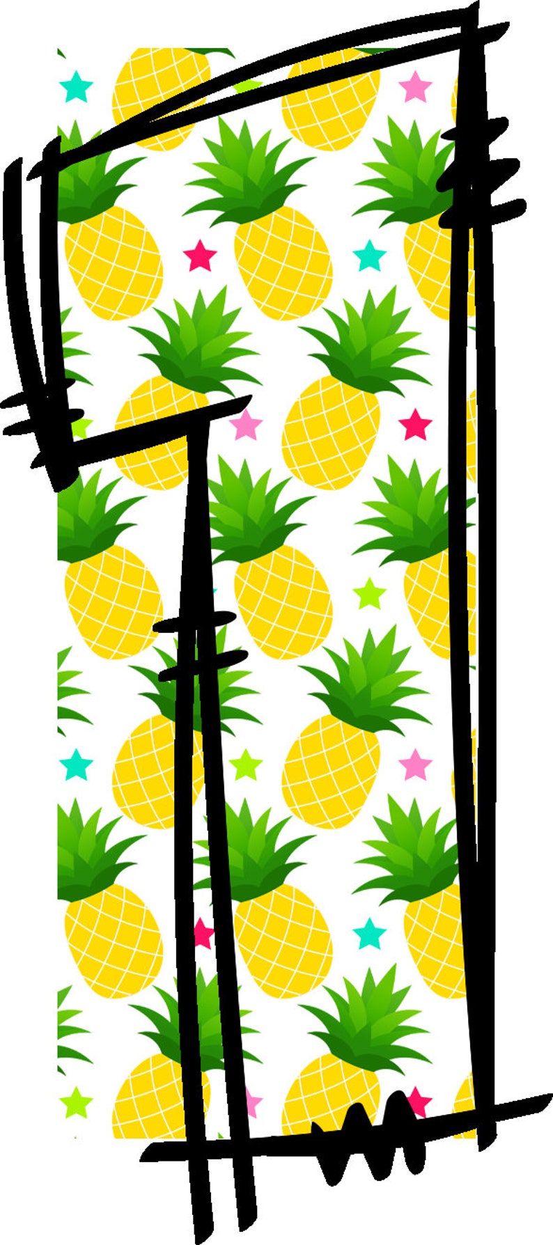 Pineapple Alphabet Doodle Font Summer Letters Hawaiian Numbers PNG Font ...