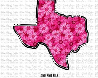 Rosa blommig Texas PNG, blommig Texas PNG, Texas sublimering, Texas bild, 50 stater PNG, Texas bild, omedelbar nedladdning