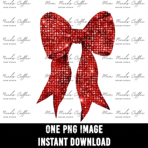 Red Sequin Bow PNG, Christmas Coquette Bow Image, Coquette PNG, Girly Shirt Design, Sublimation Design, Valentines Bow, Digital Download,