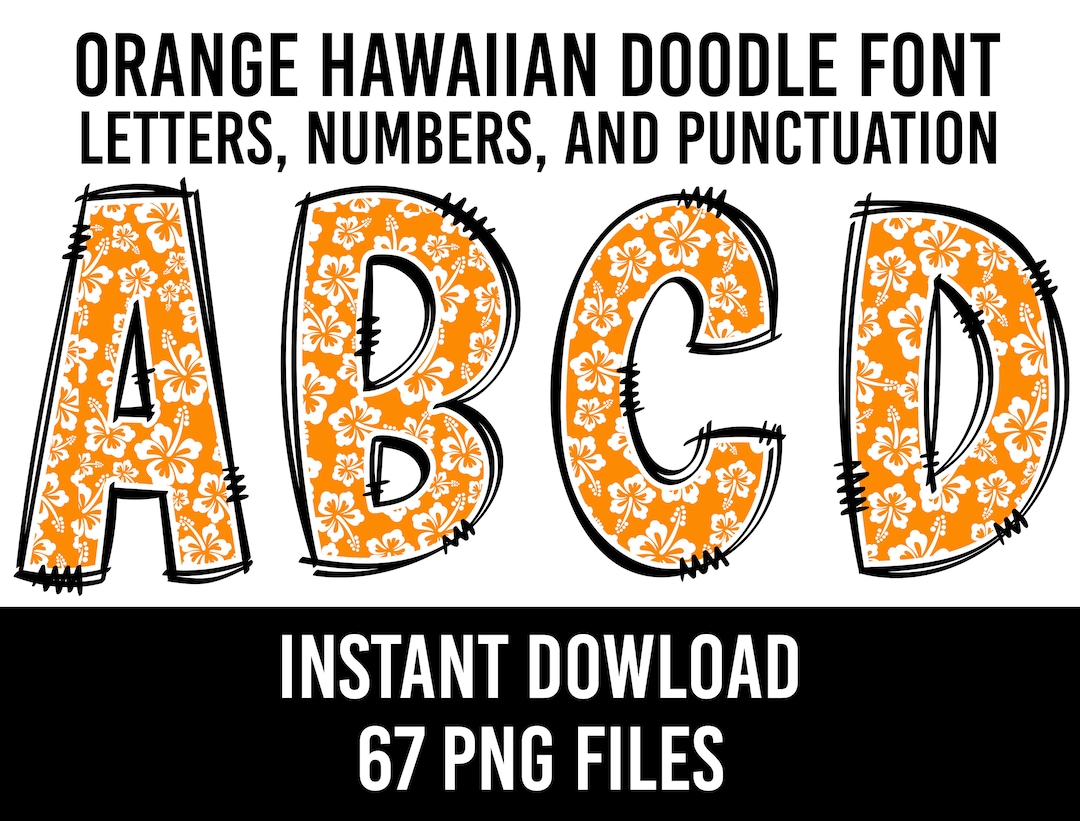 Hawaiian Alphabet Tropical Doodle Font Letters Summer Numbers - Etsy