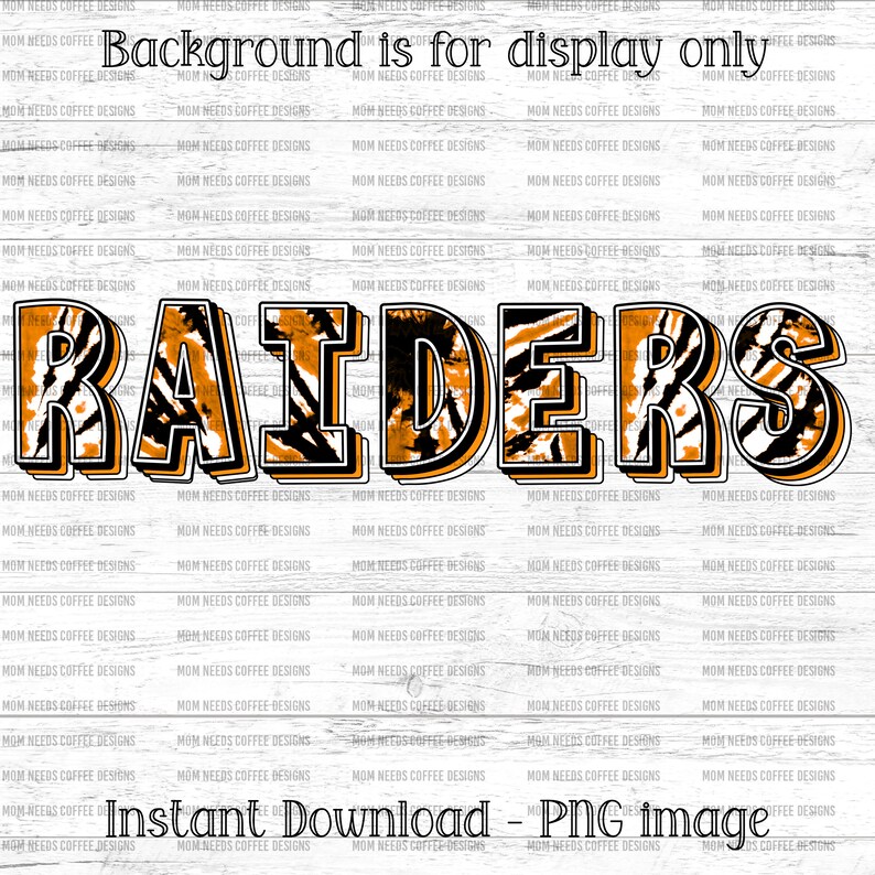 Raiders PNG Transfer Mascot Digital Download PNG Tie-dye Orange and ...