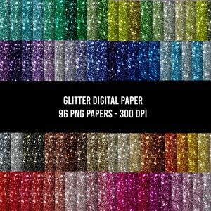 96 papiers numériques scintillants, paillettes, arrière-plans numériques scintillants, papiers de scrapbooking à téléchargement immédiat pour sublimation, usage Commercial,