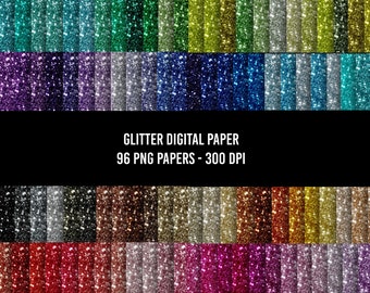 96 Glitter Digital Paper, Glitter, Glitter Digital Backgrounds, Sublimation Instant Download Scrapbooking Papers Commercial Use,