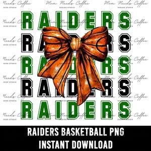 Raiders Team Sublimation Design, Basketball Team, School Spirit, Coquette Bows PNG, Raiders transfer, Gameday Sublimation, Sports PNG