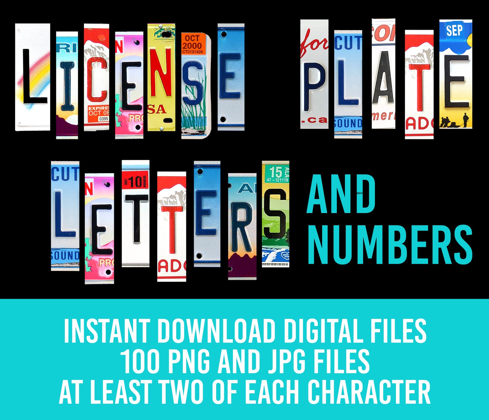 License Plate Alphabet 101 Letters License Plate Numbers PNG Etsy