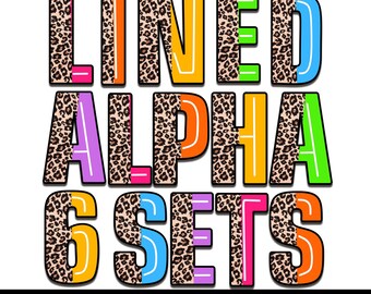 Leopard Lined Alphabet PNG, Pink Purple Animal Print Letters (Instant Download)
