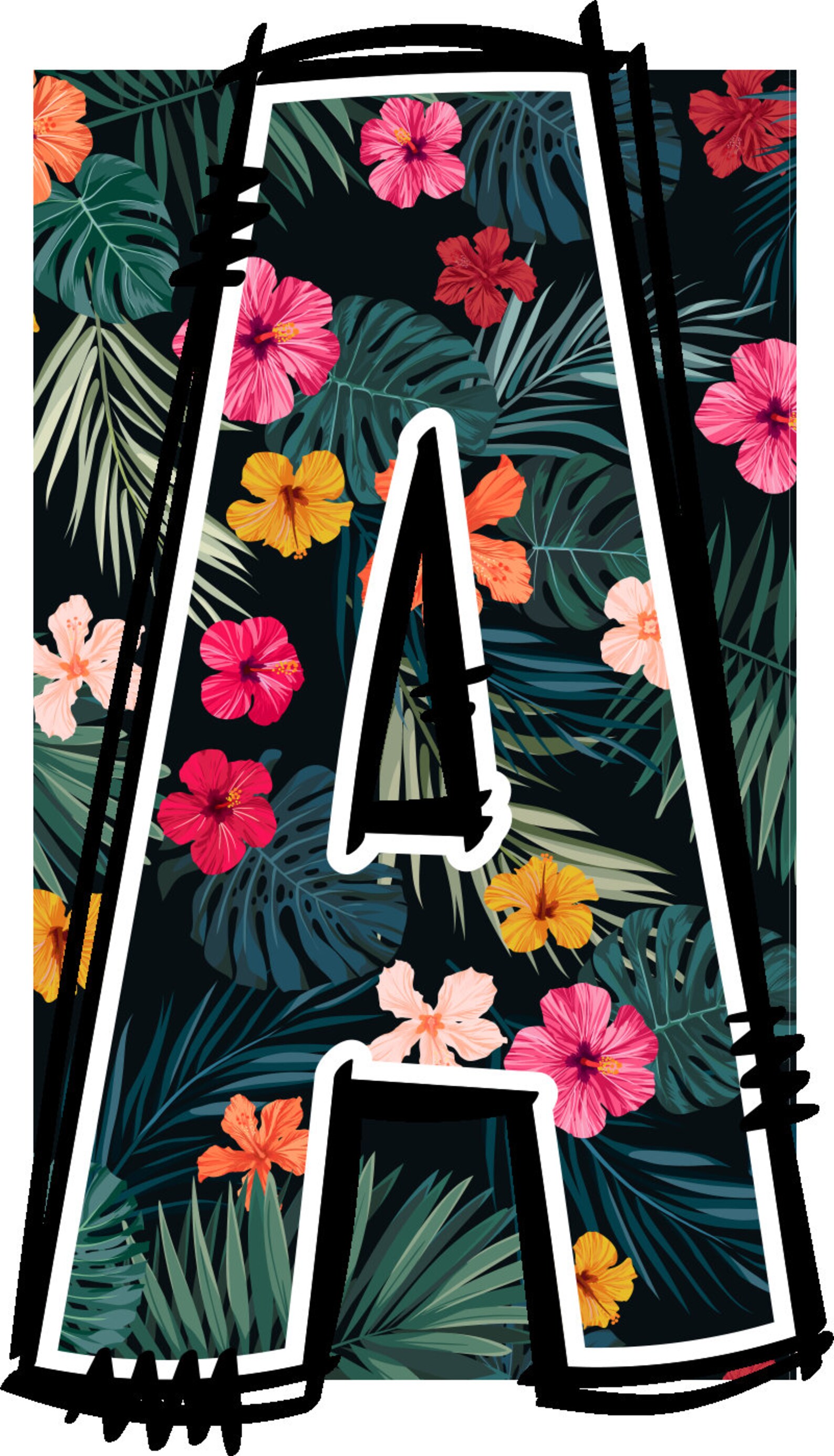 Summer Alphabet Doodle Font Letters Hawaiian Numbers PNG Tropical ...