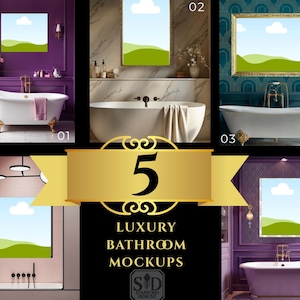Luxury Bathroom Mockup Bundle – Set of 5 Editable Canva Templates
