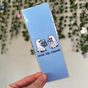 Bookmark - read, sip, repeat - blue
