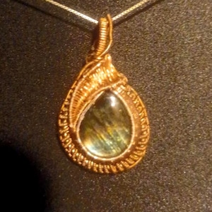 custom wire wrap and weave copper pendant