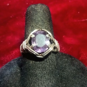 Einzigartige Handgefertigte Wire Wrap Sterling Silber Alexandrit Ring Größe 7