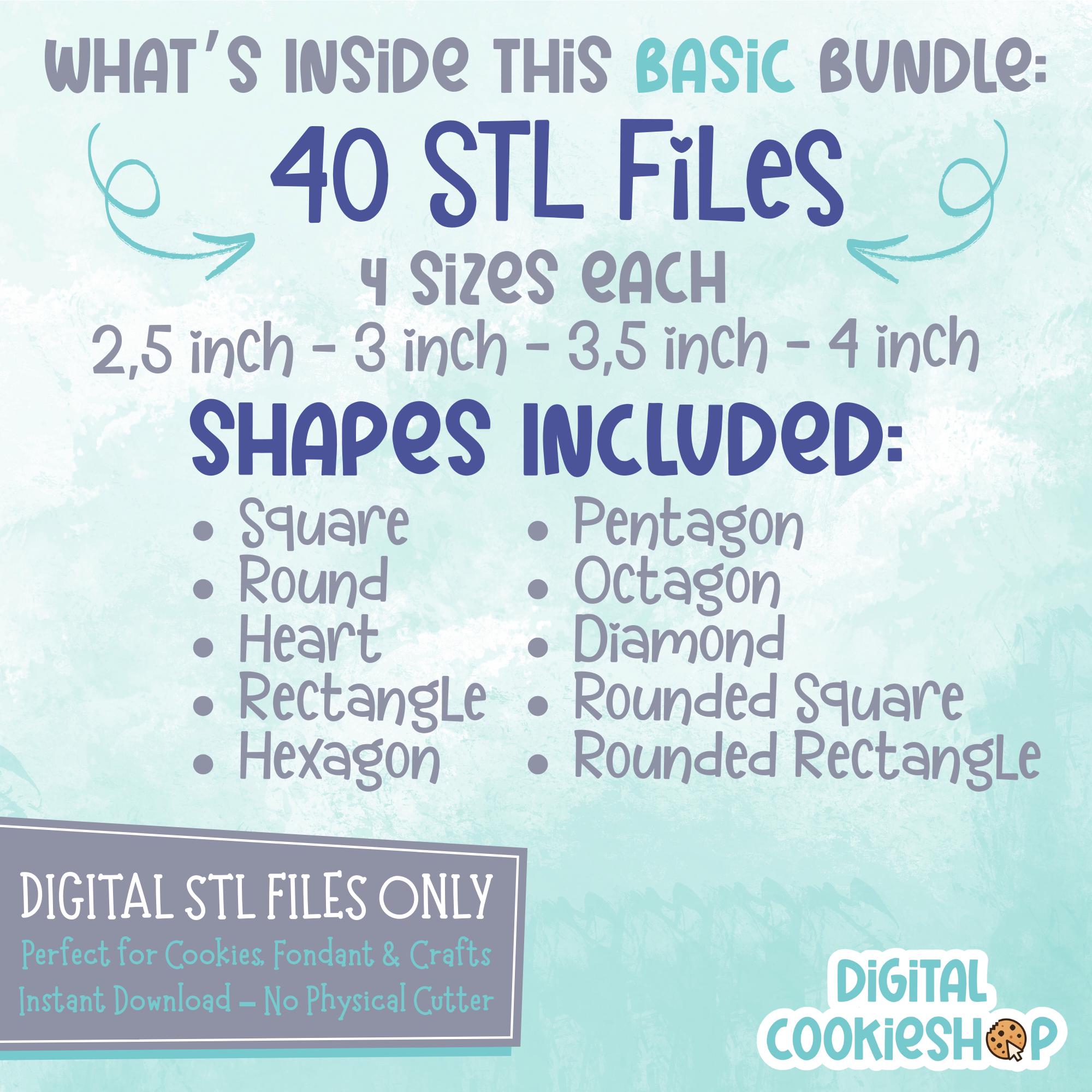 Basic Shape Stl Files Cookie Cutter STL Files: Basic Shapes Bundle (digital Download) - Etsy