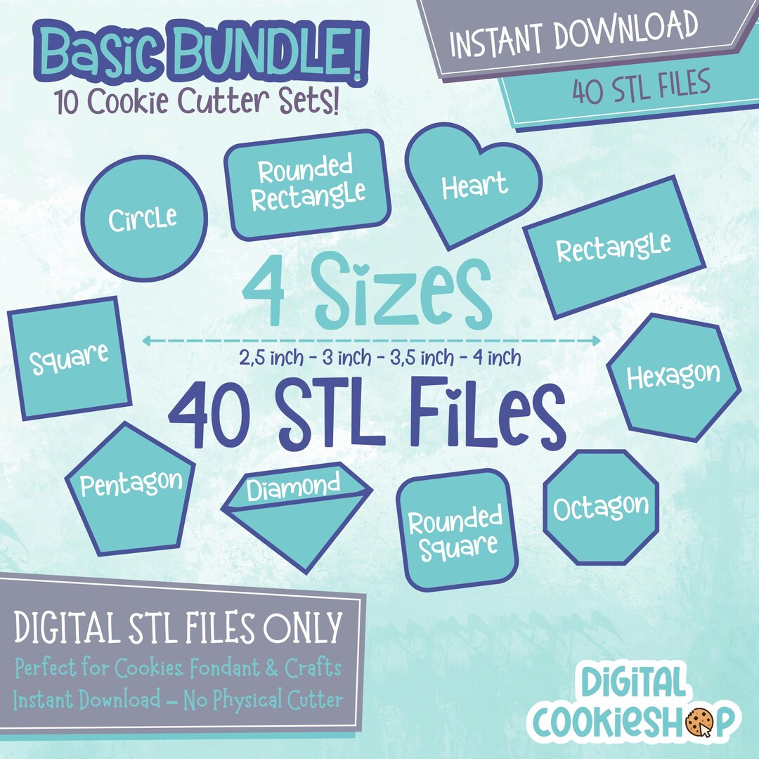 Basic Shape Stl Files Cookie Cutter STL Files: Basic Shapes Bundle (digital Download) - Etsy