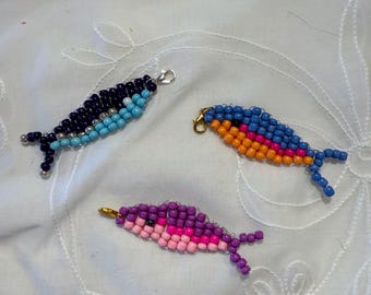 Custom Beaded Fish Keychain Charm / Bag Accessory / Bag Charm / TikTok Charm
