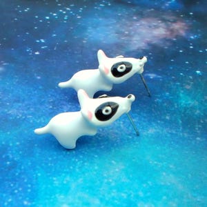 Handmade Resin Rat Stud Earrings – Cute White & Black Rodent Jewellery with Silver Posts – Fun Gift for Her, Kids, or Animal Lovers