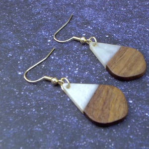Handmade Wood and Resin Geometric Earrings – Unique Statement Jewelry, Lightweight Modern Jewelry, Eco-Friendly Jewelry, Gift for her