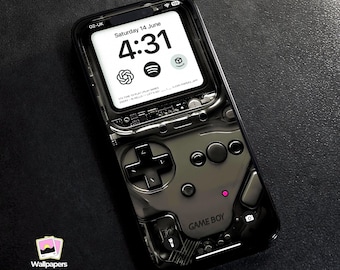 4K Retro Gameboy Phone Wallpaper: Dark Black Case (Digital Download)