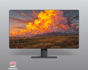 Cinematic Sunset Landscape | UltraWide Desktop Wallpaper | Warm 4K Wallpaper (Digital Download)