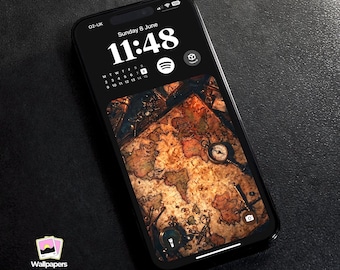 Sfondo per iPhone con mappa del mondo antica / Schermata di blocco iOS 4K (download digitale)