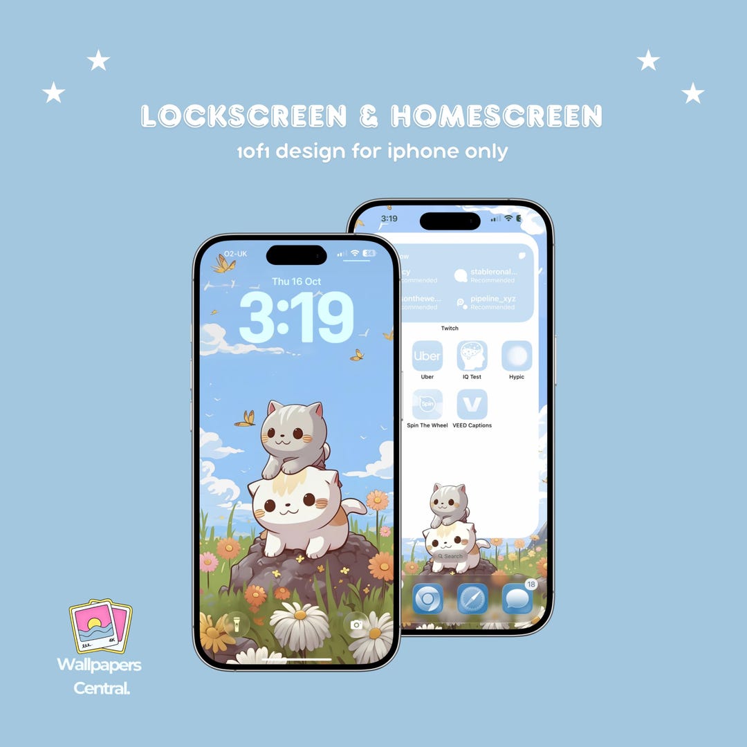 Cat Computer Lockscreen Stacked Cats Set | Matching Lockscreen & Homescreen Theme | 4K Kittens ...
