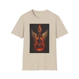 Burning Ukulele T-Shirt: Music Lover&#39;s Softstyle Tee, Gifts for Him, Casual Wear, Comfort Wear, Funny Tee