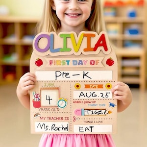 First & Last Day School Sign Board Back to School Sign Pre-K 1st Day of School Sign First Day Wooden School Board School Photo Prop Gift