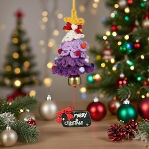 Personalized Crochet Christmas Ornaments Tree With Name Custom Wooden Christmas Tree Ornaments Xmas Decor Christmas Gift Tag Name Ornament