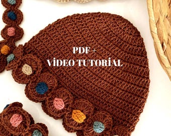 Patrón de gorro de bebé a crochet con videotutorial, gorro para recién nacido hecho a mano en PDF, idea de regalo suave para baby shower, accesorio para fotografía infantil