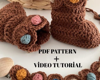 Patrón de patucos de bebé a crochet – Zapatos fáciles para recién nacidos, videotutorial (descarga en PDF)