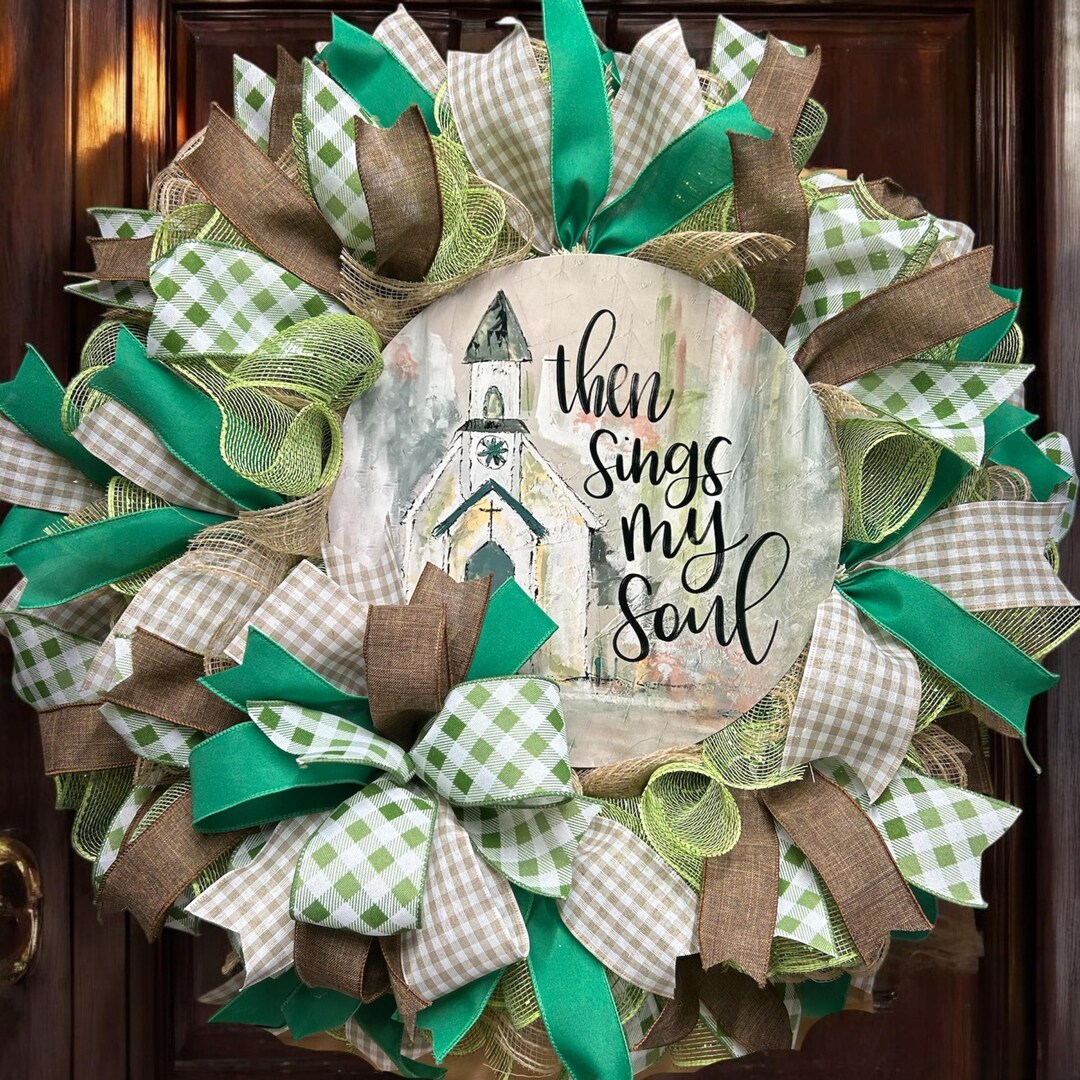 Rustic Church Sign Farmhouse Church Sign Wreath: Rustic Faith Inspired Decor, 24 Inch - Etsy