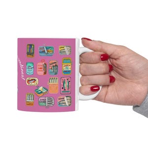 Libérez les Sardines! Colorful Mediterranean Mug with Vintage Sardine Cans Quirky French Coastal Coffee Cup Colorful Ceramic Mug Tin Art