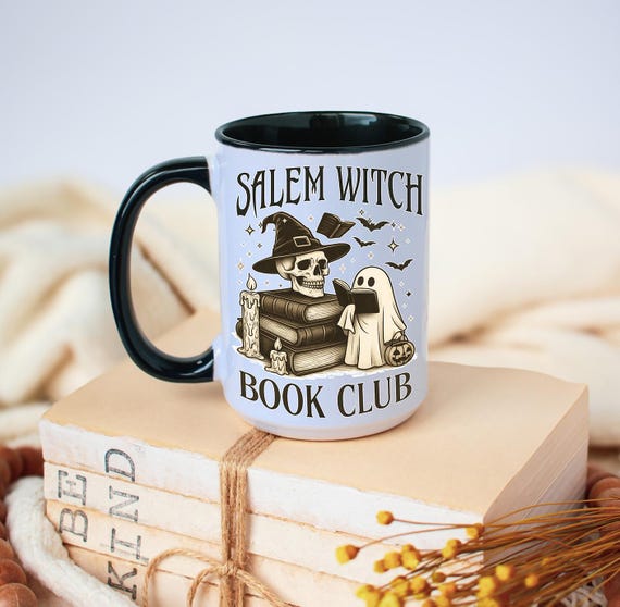 Spooky Ghost Mug: Witchy Halloween Coffee Cup, Book Lover Gift
