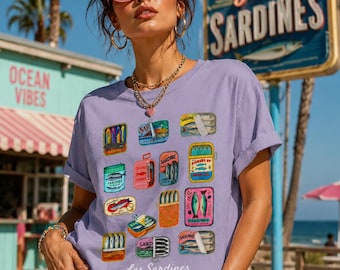 Sardine Tin Art T-Shirt: Seafood Lover Unisex Tee