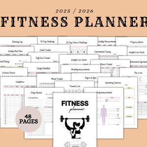 Fitness Planner - Exercise Planner - Fitness Journal - Workout Tracker - Fitness Challenge - Workout Journal - 2025 Calendars