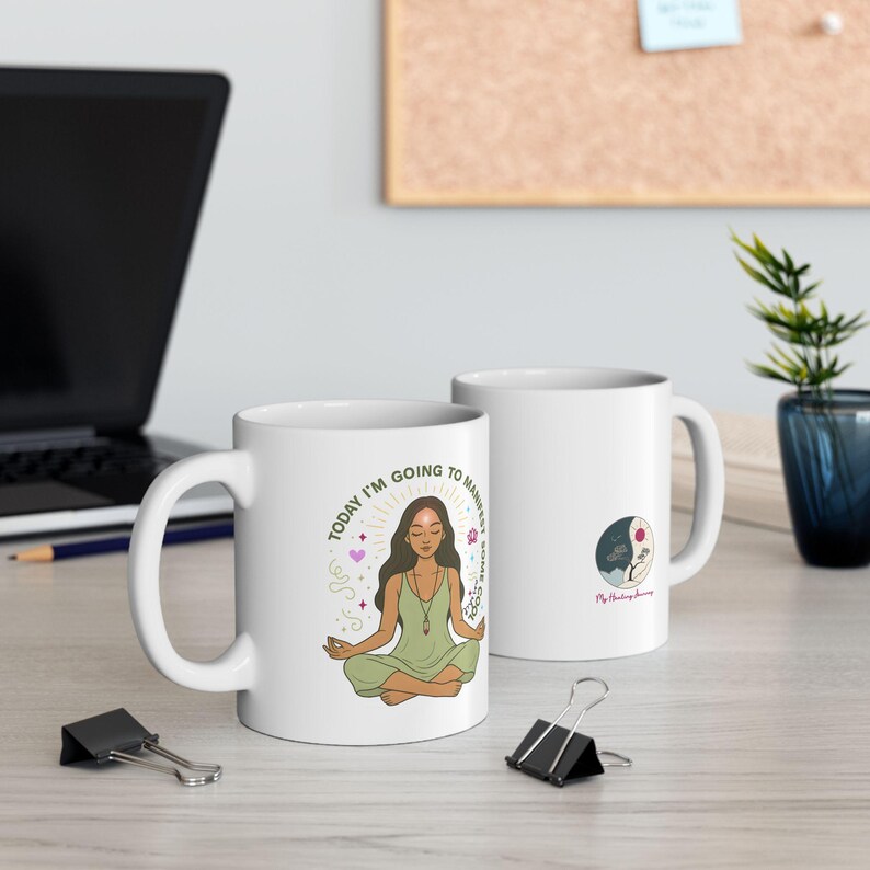 Yoga Girl Meditation Mug, Funny Manifest Self Care Coffee Gift Cup image 6