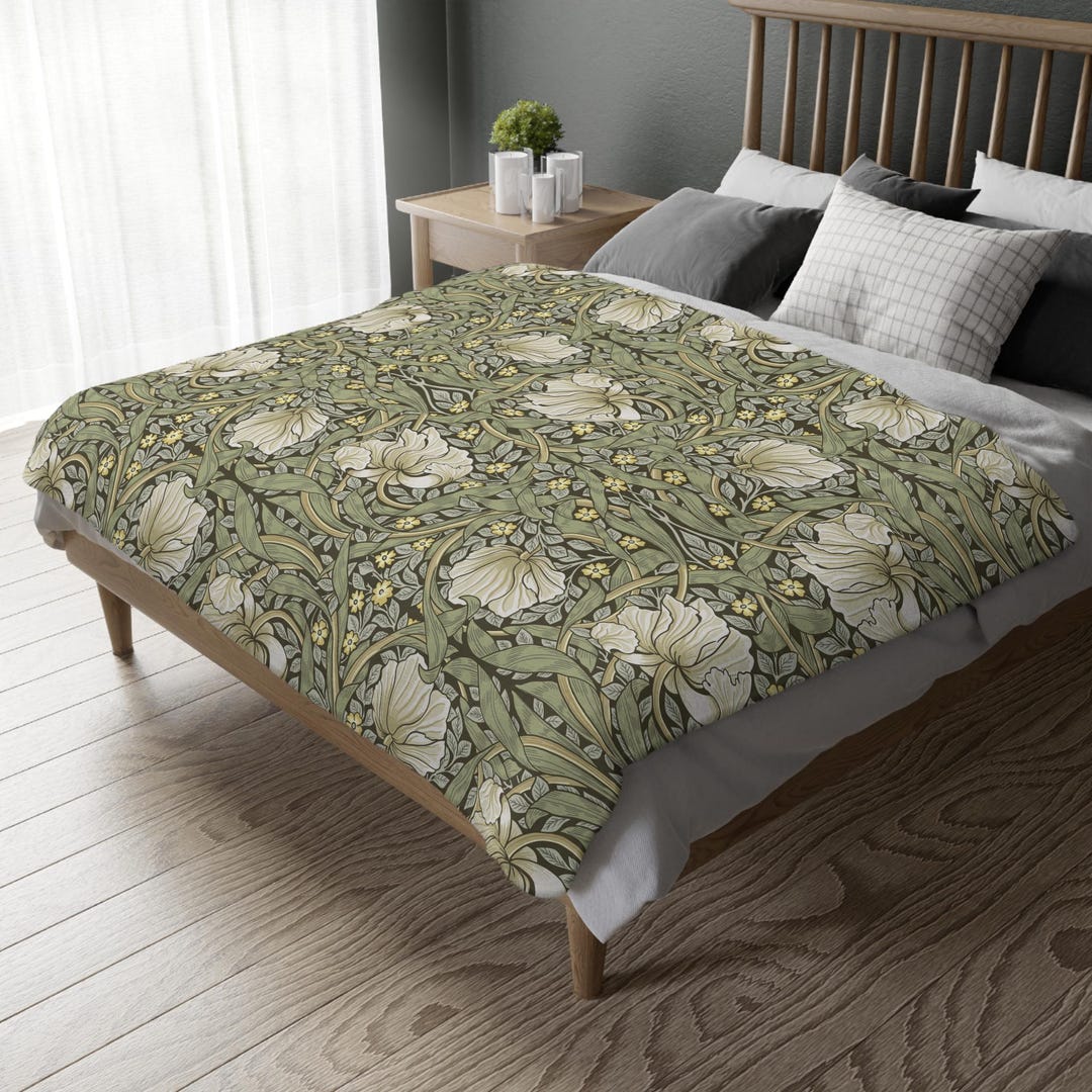 Floral Velveteen Throw Blanket: William Morris Pimpernel Art Nouveau ...