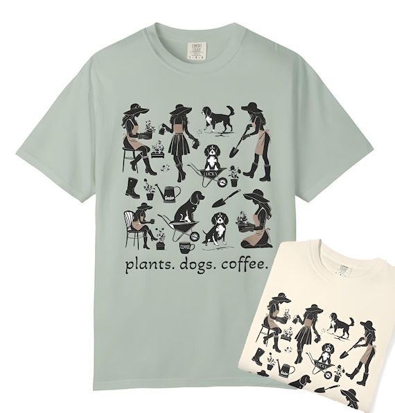 プランツ・ドッグス・コーヒーTシャツ：ガーデンラバーのユニセックスT 