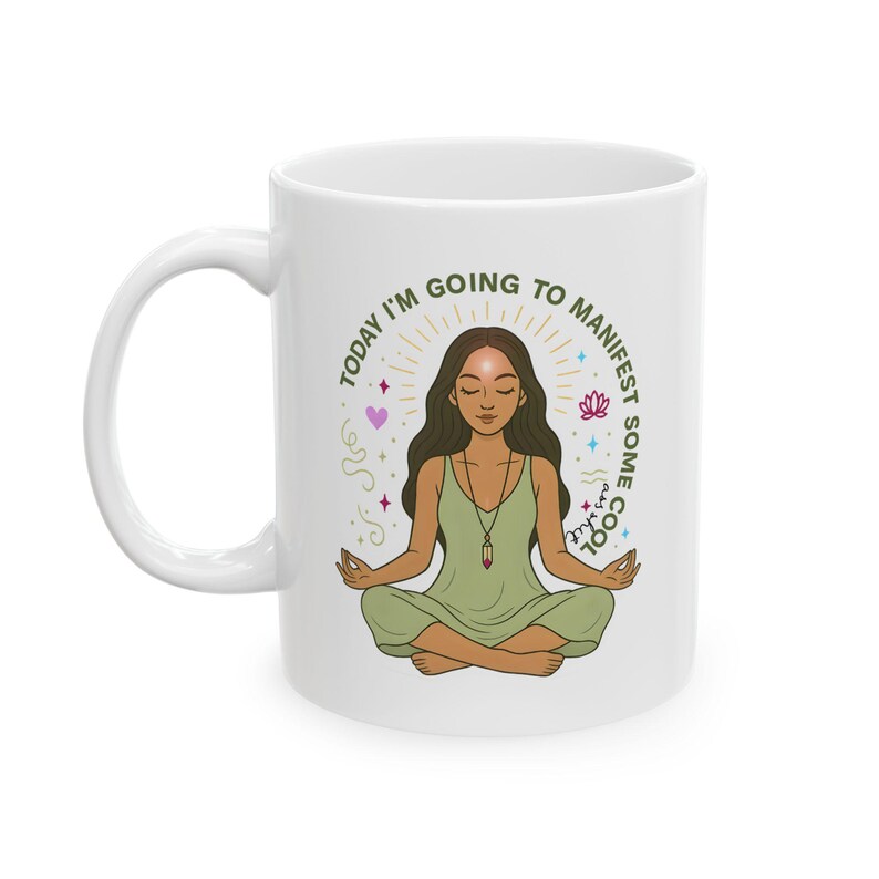 Yoga Girl Meditation Mug, Funny Manifest Self Care Coffee Gift Cup image 1
