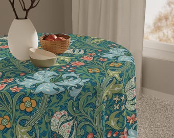 William Morris Goldenn Lily Vintage Floral Tablecloth, Elegant Dining Decor, Boho Home Decor, Perfect for Weddings Gatherings Art Nuevo
