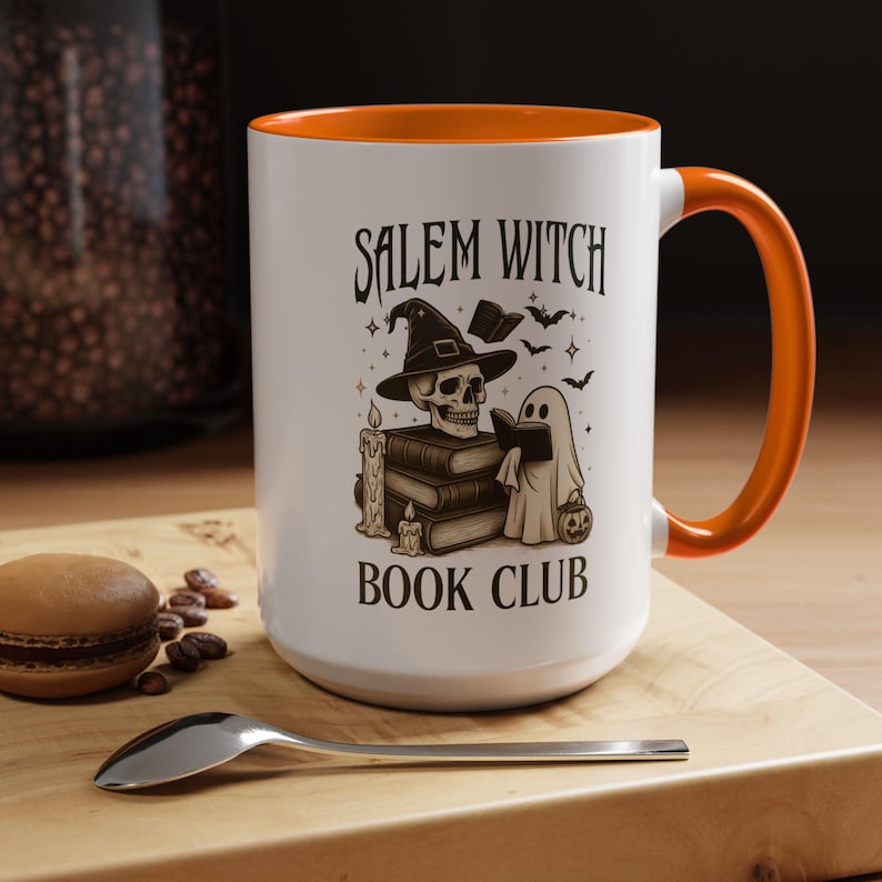 Spooky Ghost Mug: Witchy Halloween Coffee Cup, Book Lover Gift image 8