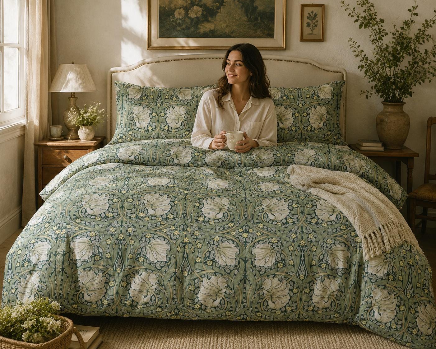 *＊* William Morris 掛け布団カバー DLサイズグリーン①*＊* Green William Morris Duvet - Etsy